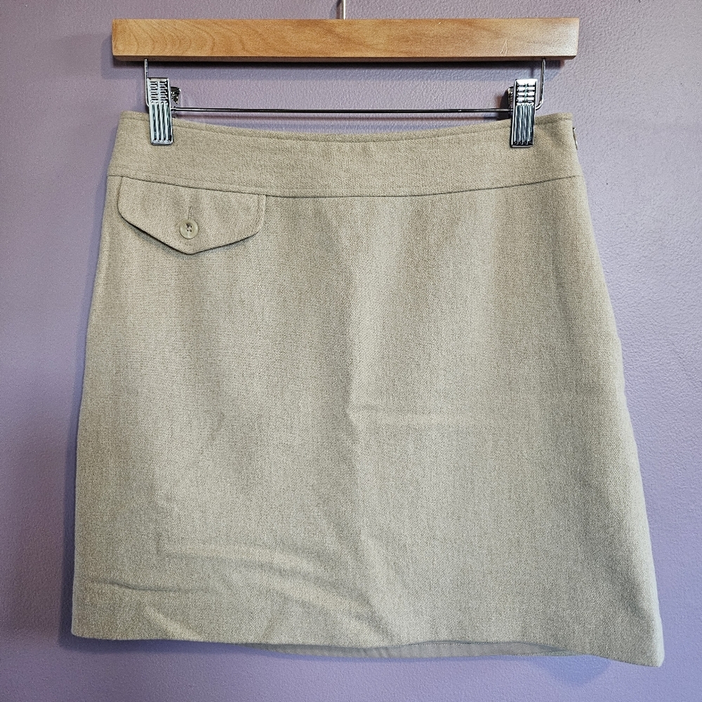 Banana Republic Vintage Y2K Beige Wool Cashmere Blend Lined Side Zip Mini Skirt